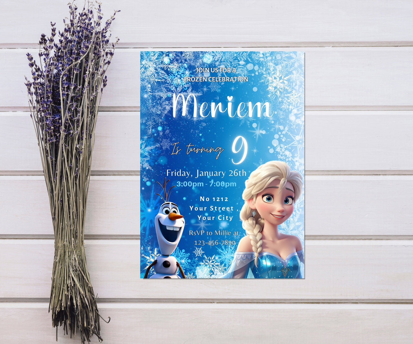 FROZEN Invitation, Elsa Birthday Invitation, Printable Winter Snow Birthday, Editable Frozen Birthday, Frozen Elsa Olaf Birthday Invitation