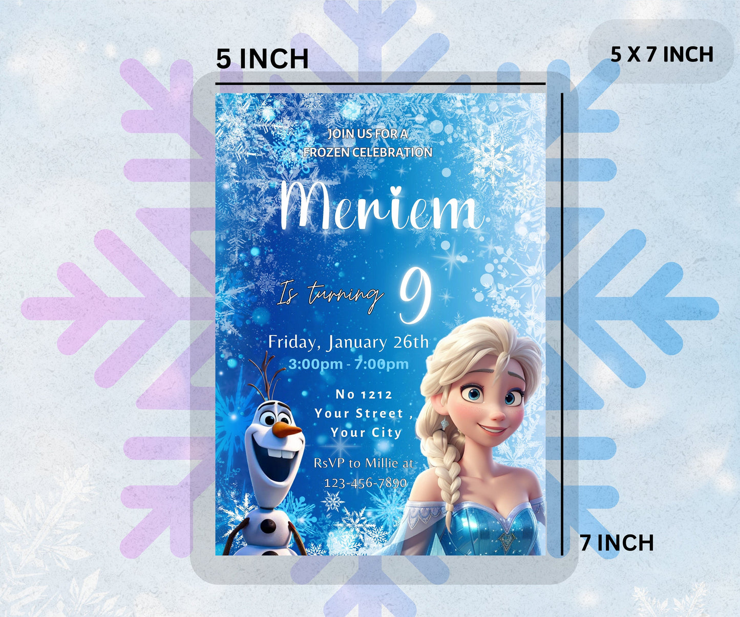 FROZEN Invitation, Elsa Birthday Invitation, Printable Winter Snow Birthday, Editable Frozen Birthday, Frozen Elsa Olaf Birthday Invitation