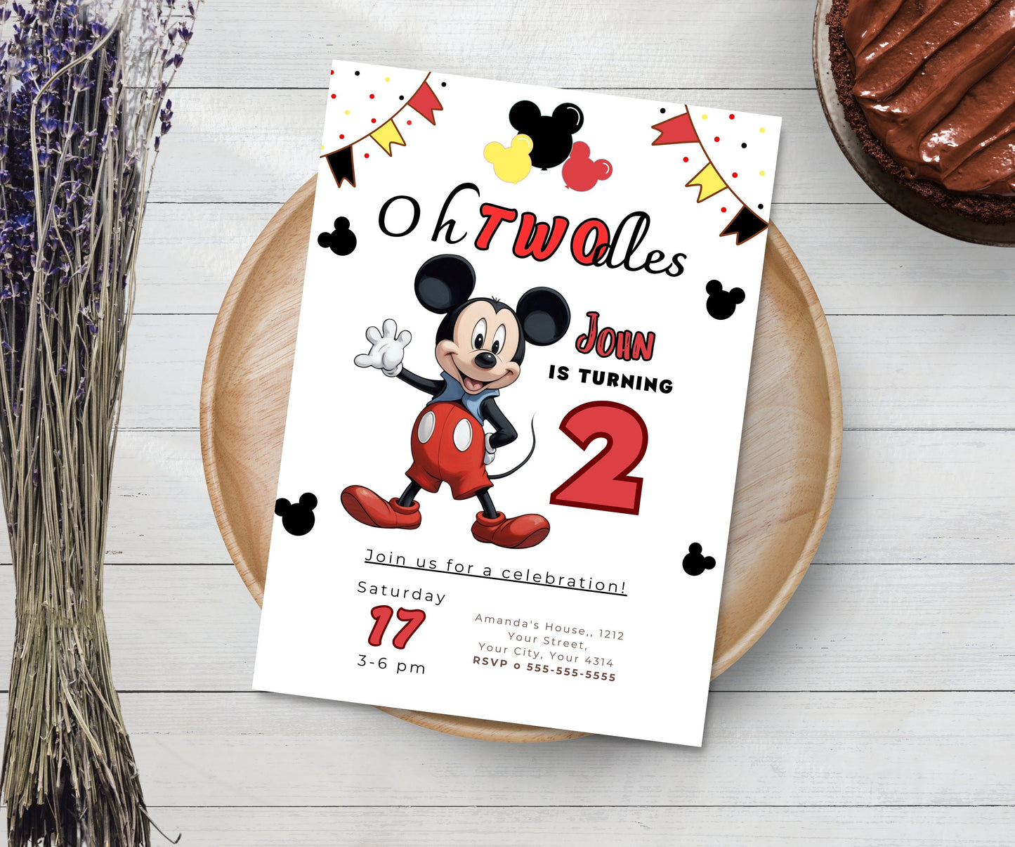 Editable Oh Twodles Invitation, Mickey Mouse Invitations, Mickey Birthday Invitation,  Mickey Twodles invite, Mouse Printable Invitation