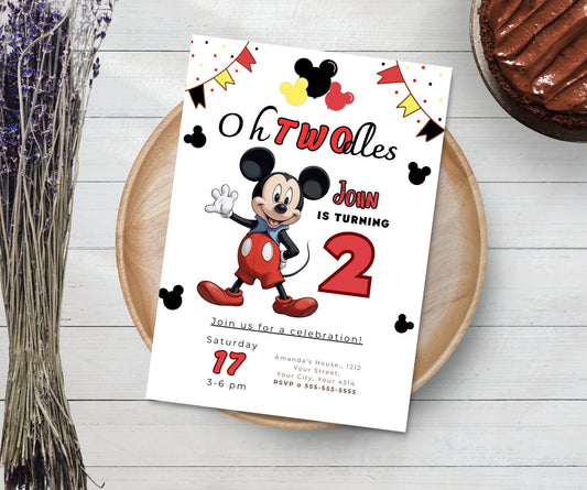 Editable Oh Twodles Invitation, Mickey Mouse Invitations, Mickey Birthday Invitation,  Mickey Twodles invite, Mouse Printable Invitation