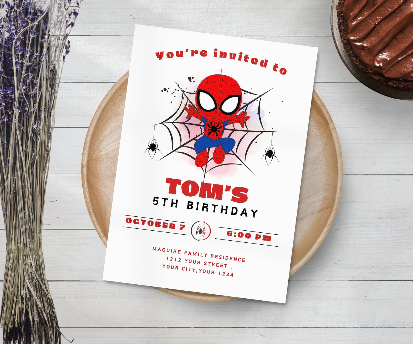 Editable Spider man Birthday Invitation Template, Printable Birthday Party Invitation, Spiderman Card, Digital Kids Party Invite Template