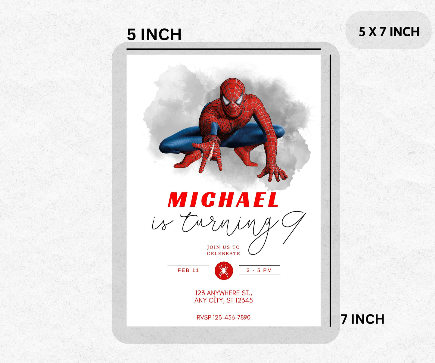 Editable Spiderman Birthday Invitation Template, Printable Spiderman Birthday Party Invitation, Digital Kids Party Invitation, Spidey card