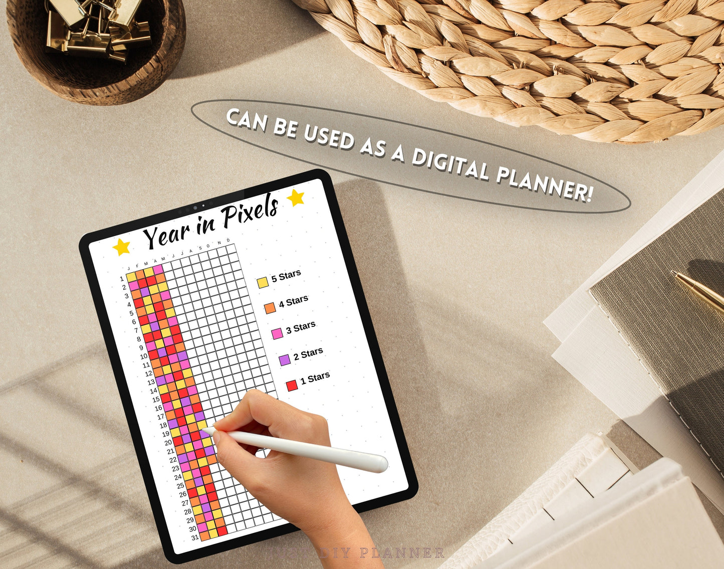 Year in Pixels - A5 Journal Page - PRINTABLE Tracker - Daily Tracker - Monthly Mood Tracker - Rate My Day - Year Tracker - Daily Rating Log