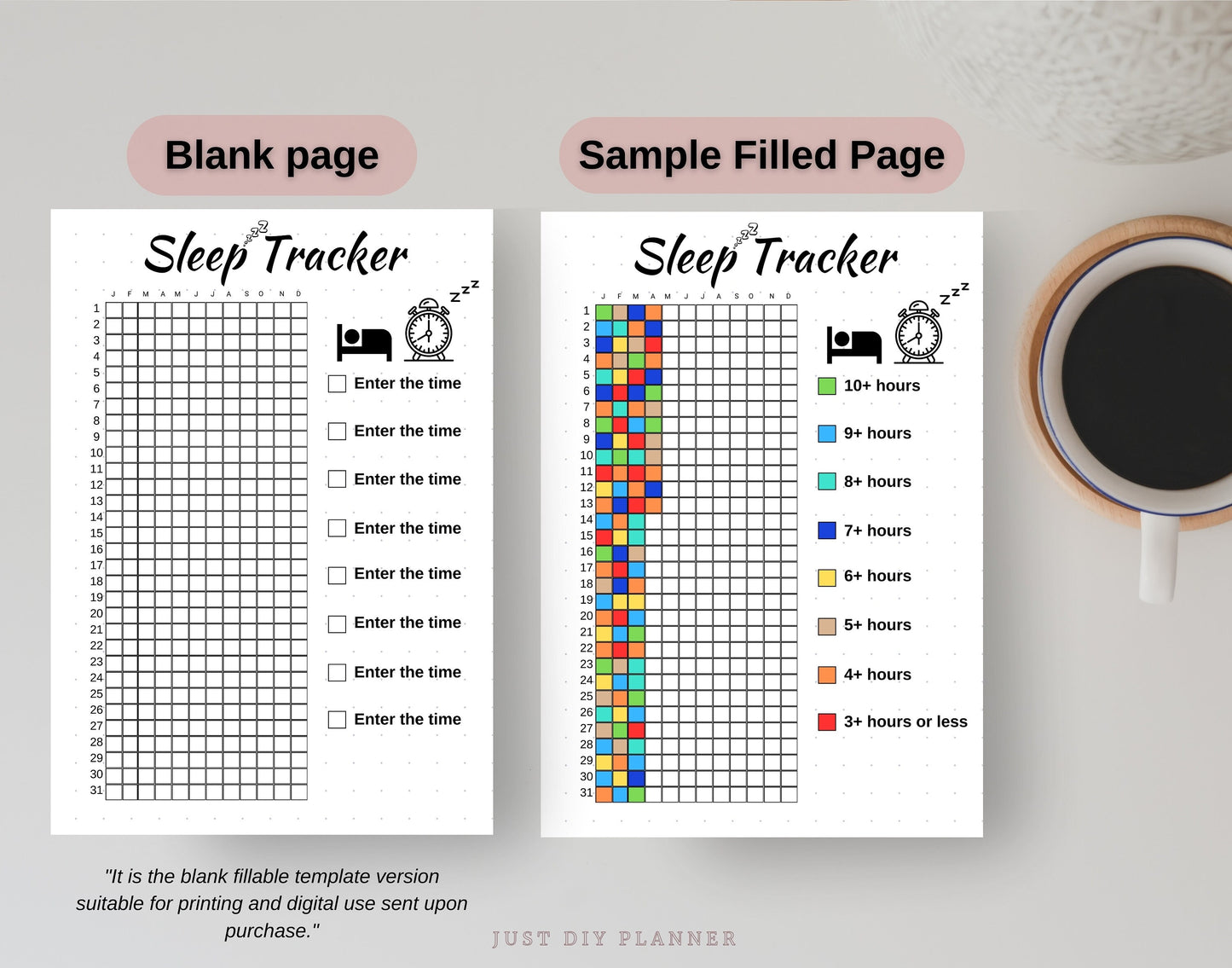 Sleep Tracker Yearly, A5 Journal Page, PRINTABLE Yearly Sleep Tracker, Daily Sleep Log - Daily Sleep Analysis, Sleep Cycle, Sleep Quality