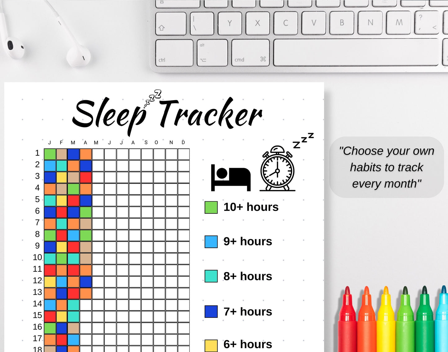 Sleep Tracker Yearly, A5 Journal Page, PRINTABLE Yearly Sleep Tracker, Daily Sleep Log - Daily Sleep Analysis, Sleep Cycle, Sleep Quality