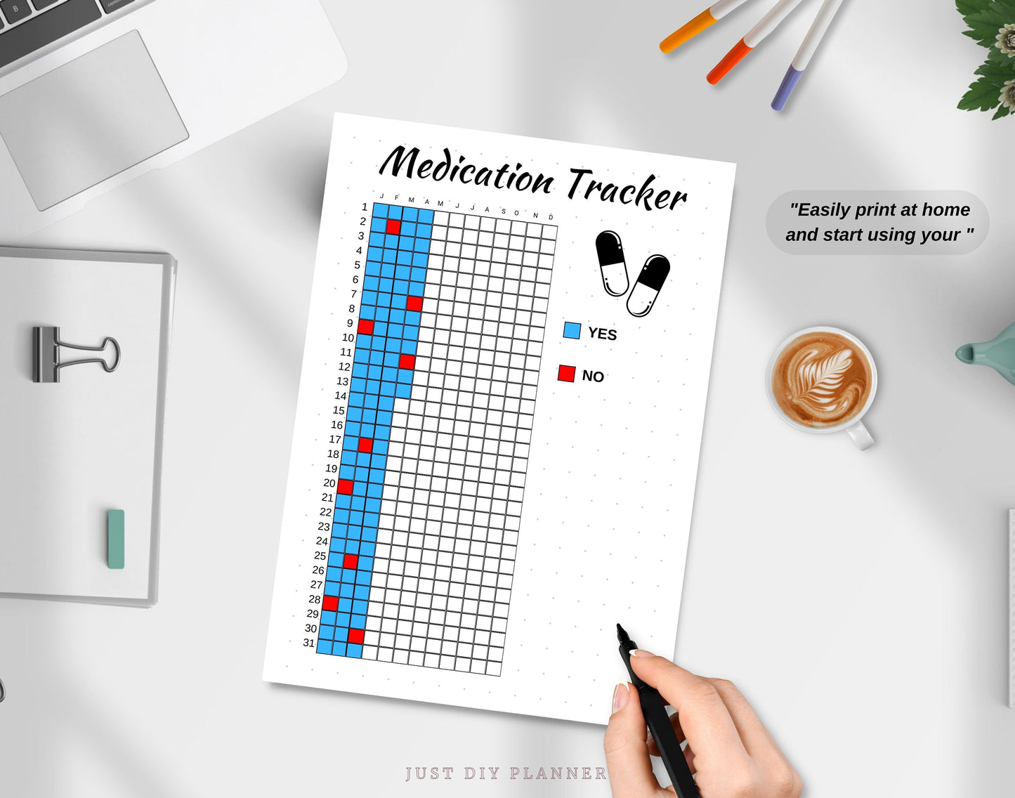 Medication Yearly Tracker, A5 Journal Page, PRINTABLE Tracker, Daily Medication Tracker, Pill Tracker, Health Tracker, Meds Tracker, Med Log