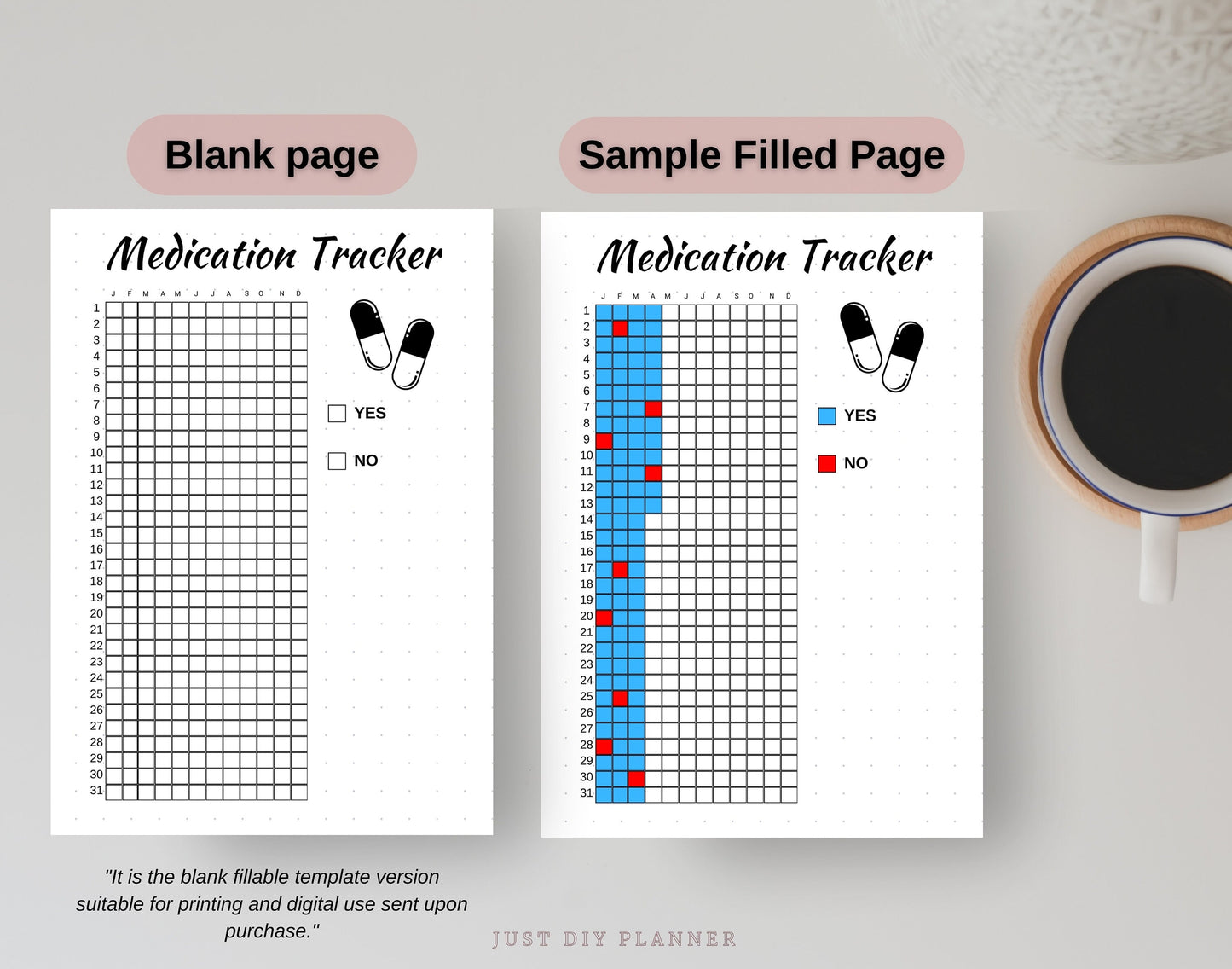 Medication Yearly Tracker, A5 Journal Page, PRINTABLE Tracker, Daily Medication Tracker, Pill Tracker, Health Tracker, Meds Tracker, Med Log