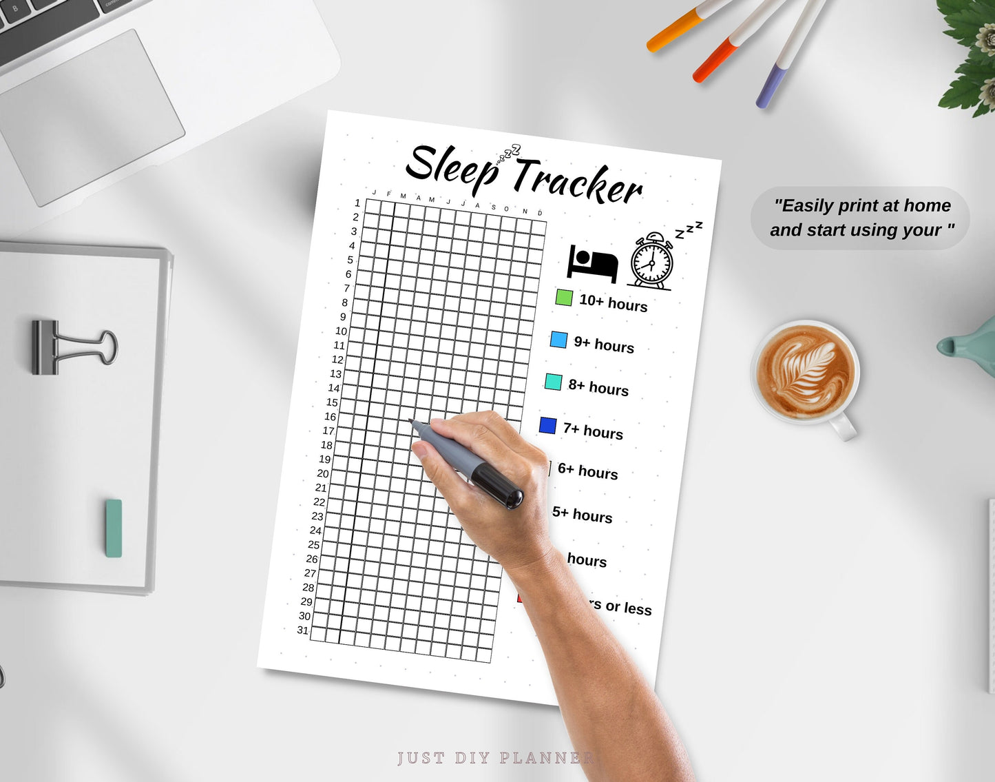 Sleep Tracker Yearly, A5 Journal Page, PRINTABLE Yearly Sleep Tracker, Daily Sleep Log - Daily Sleep Analysis, Sleep Cycle, Sleep Quality