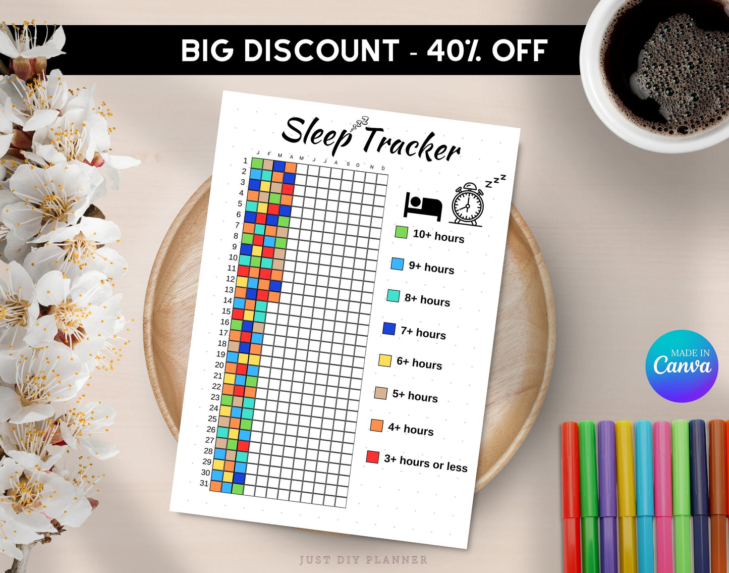 Sleep Tracker Yearly, A5 Journal Page, PRINTABLE Yearly Sleep Tracker, Daily Sleep Log - Daily Sleep Analysis, Sleep Cycle, Sleep Quality