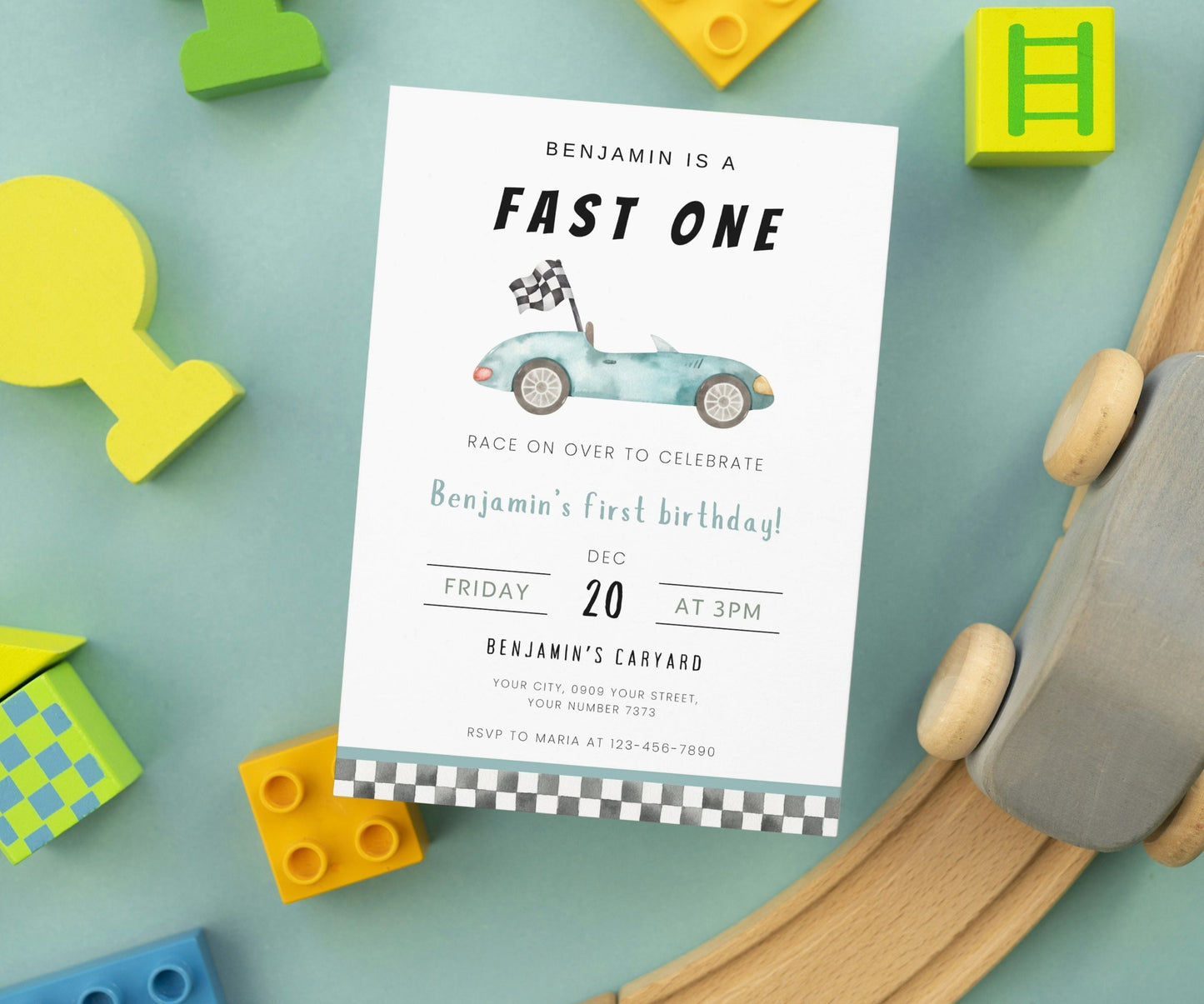 Fast One Birthday Invitation, Printable Race Car Birthday Invite, Editable 1st Birthday Boy Party Invitation First Birthday