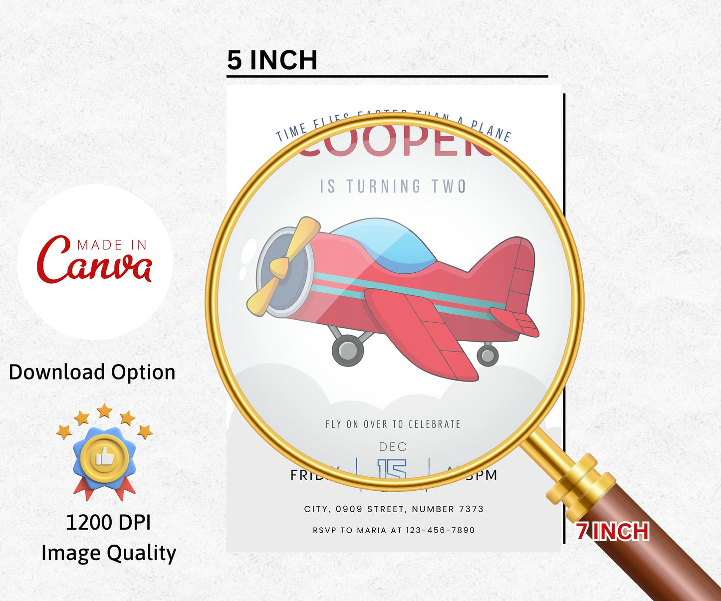 Airplane Birthday Invitation Template, Modern Red Plane Invitation, Cloudy Airplane Invitation, Editable Aviation Template, INSTANT DOWNLOAD