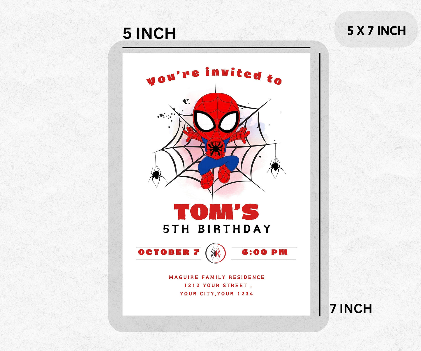 Editable Spider man Birthday Invitation Template, Printable Birthday Party Invitation, Spiderman Card, Digital Kids Party Invite Template