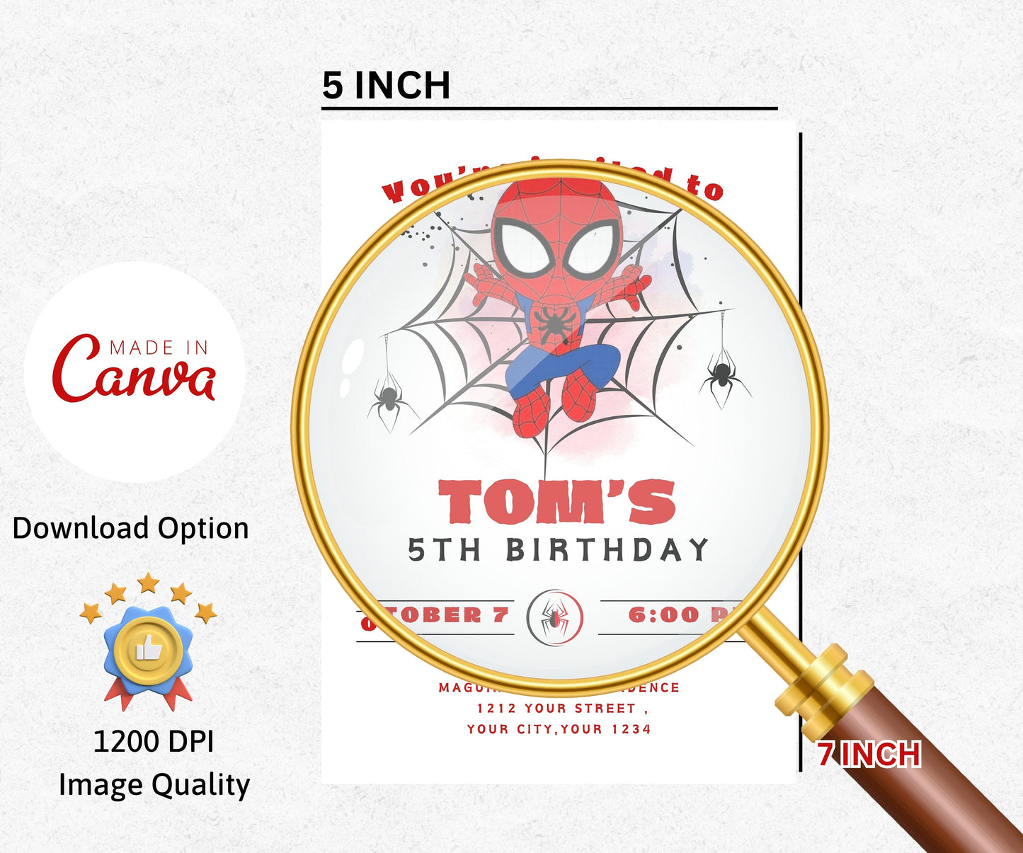 Editable Spider man Birthday Invitation Template, Printable Birthday Party Invitation, Spiderman Card, Digital Kids Party Invite Template