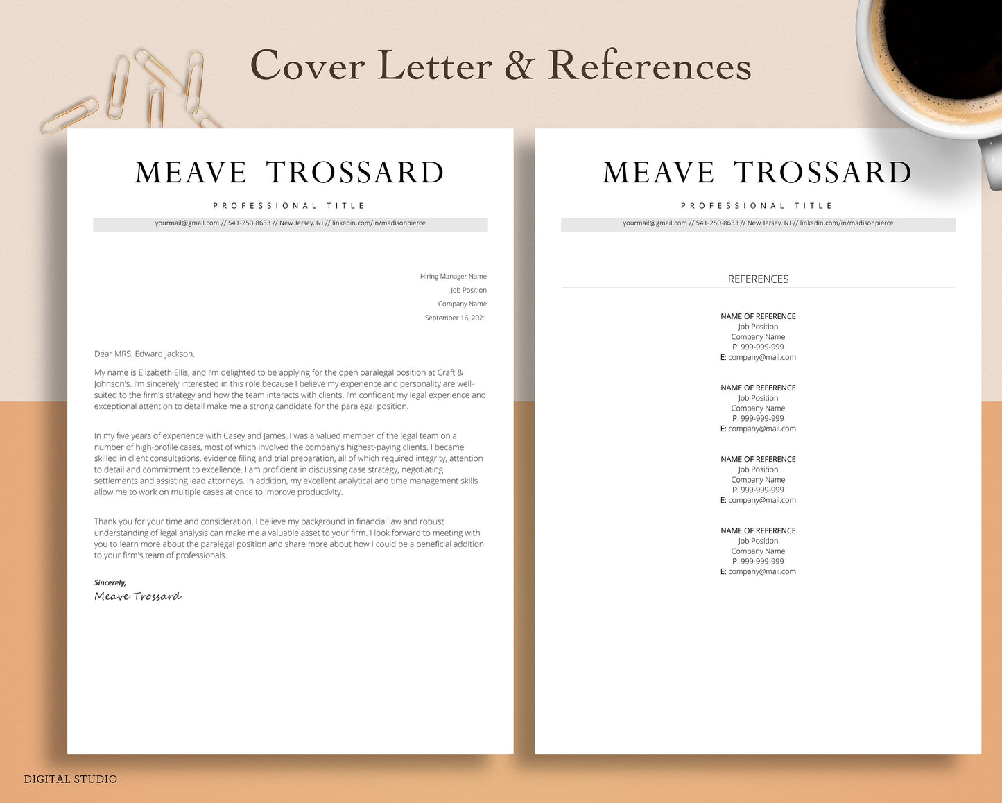 ATS Friendly Resume Template for Word and Pages Resume, Google Docs, ATS Compatible Resume Template, Professional Executive Resume Template