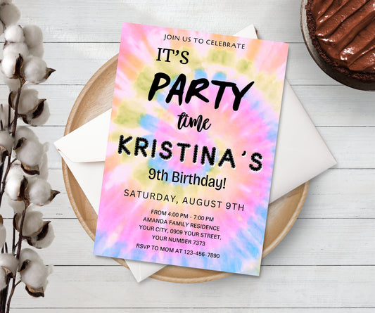 Tie Dye Birthday Invitation Rainbow Editable Tie Dye Birthday Invitations Tie Dye Party Printable Invitations Tie-Dye Party Instant Download