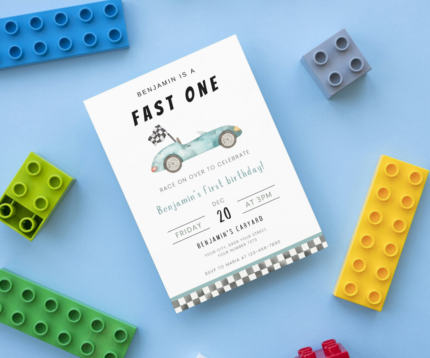 Fast One Birthday Invitation, Printable Race Car Birthday Invite, Editable 1st Birthday Boy Party Invitation First Birthday