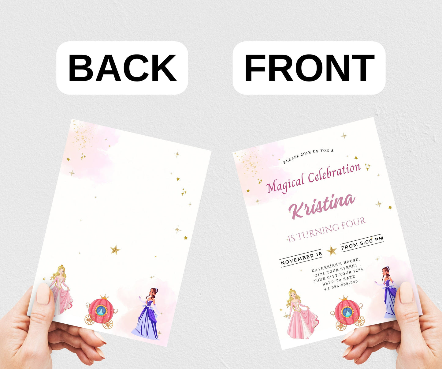 Princess Birthday Invitation Princess Invitation Princess Party Invitation Girl Princesses Invitations Watercolor EDITABLE Instant Digital