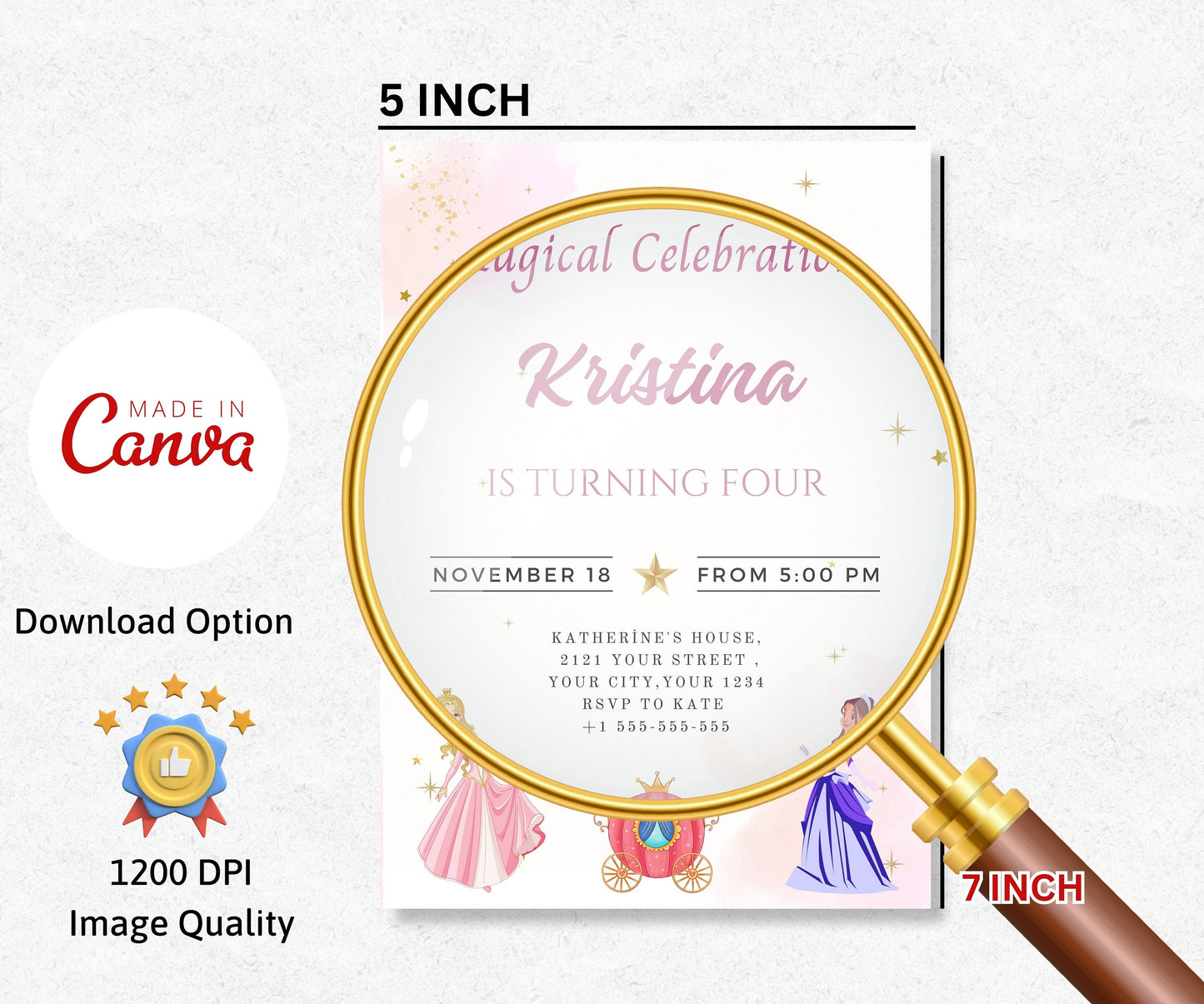 Princess Birthday Invitation Princess Invitation Princess Party Invitation Girl Princesses Invitations Watercolor EDITABLE Instant Digital