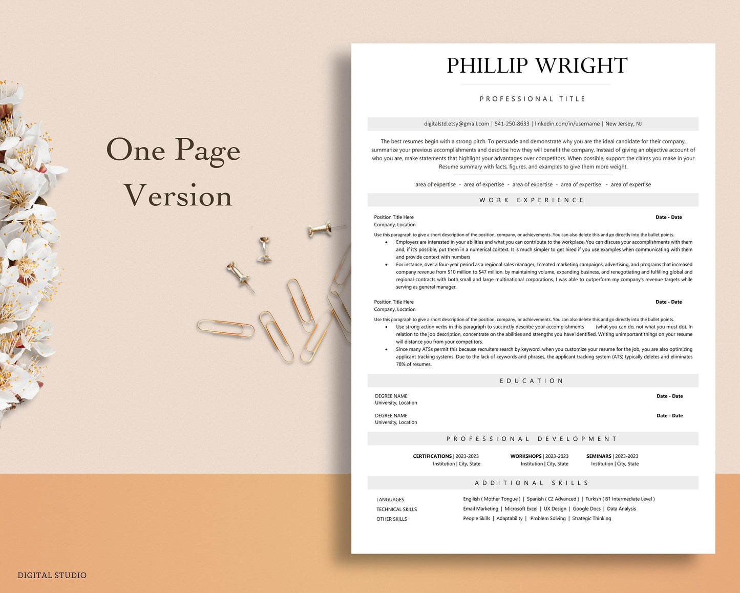 ATS Resume Template Word, Pages, Google Docs, ATS Friendly Resume with photo | Ats Cv Template Word | Ats Friendly Resume, Minimalist Resume