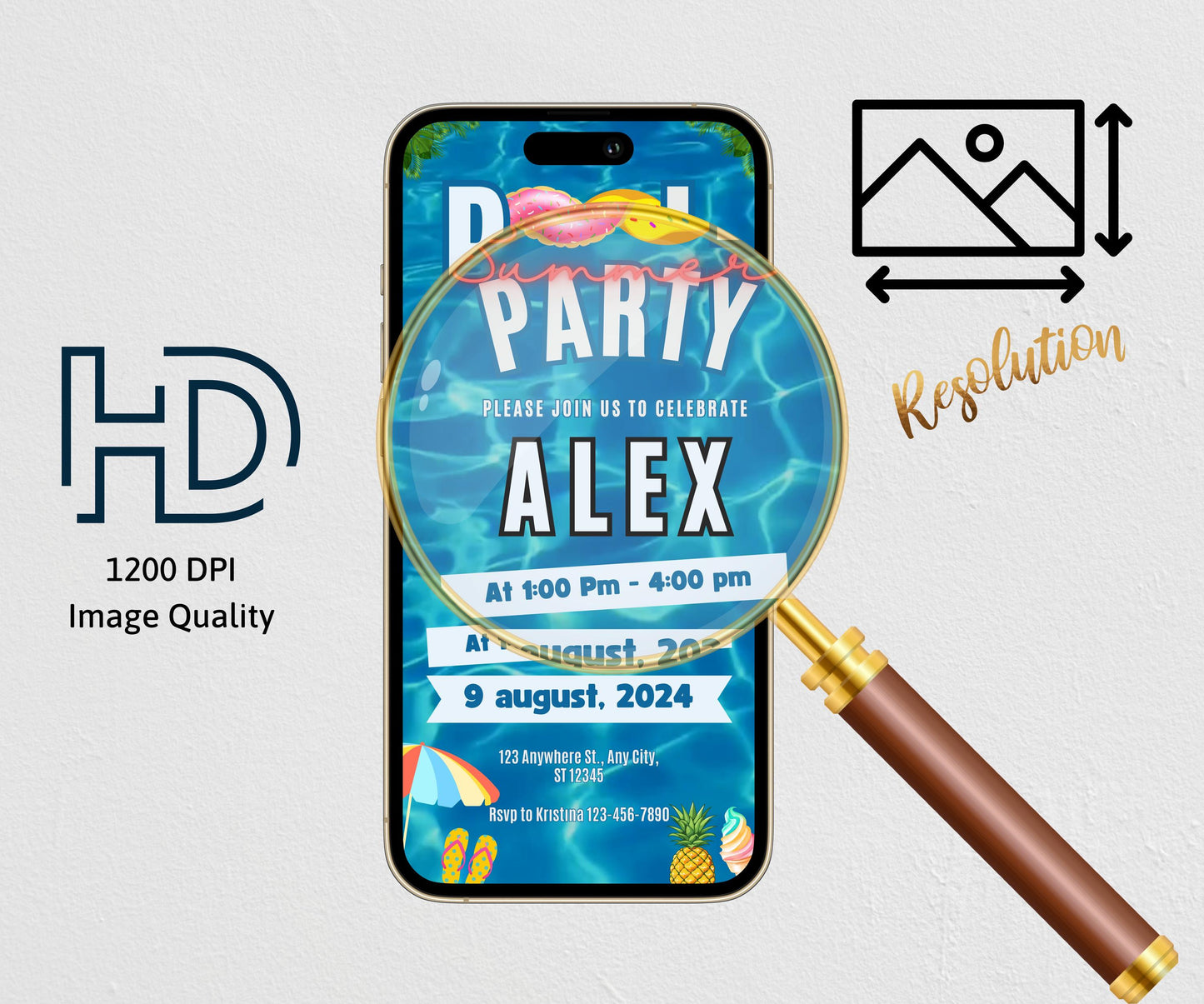 Pool Party Editable Invitation, Animated Summer Birthday Party Evite, Video Text Invitation, Pool Party Invitation, Electronic Invite