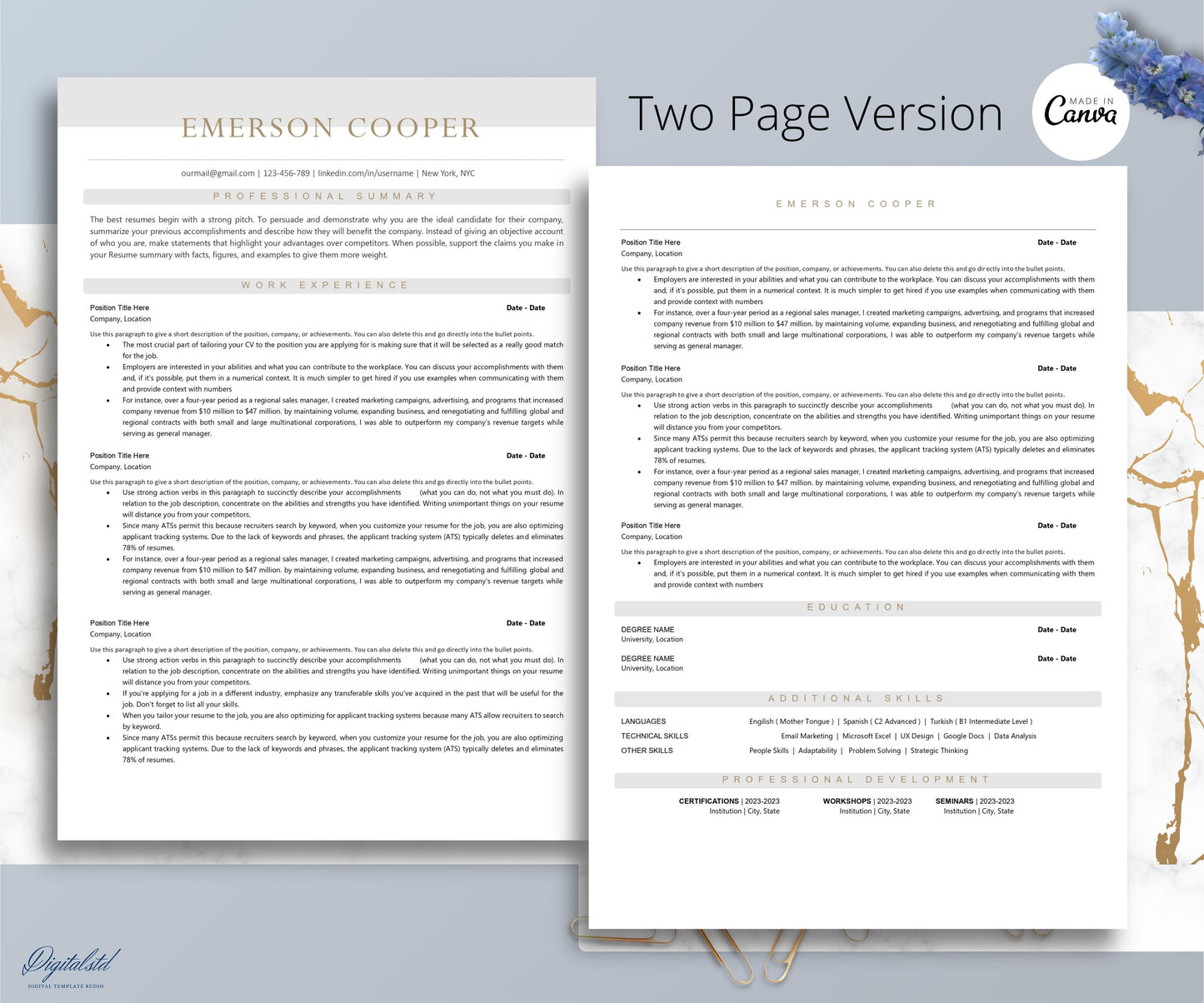 ATS Resume Template for Word, Mac Pages | ATS Friendly Resume | Simple Modern Resume CV, Minimalist Resume, Ats Standard Resume Template