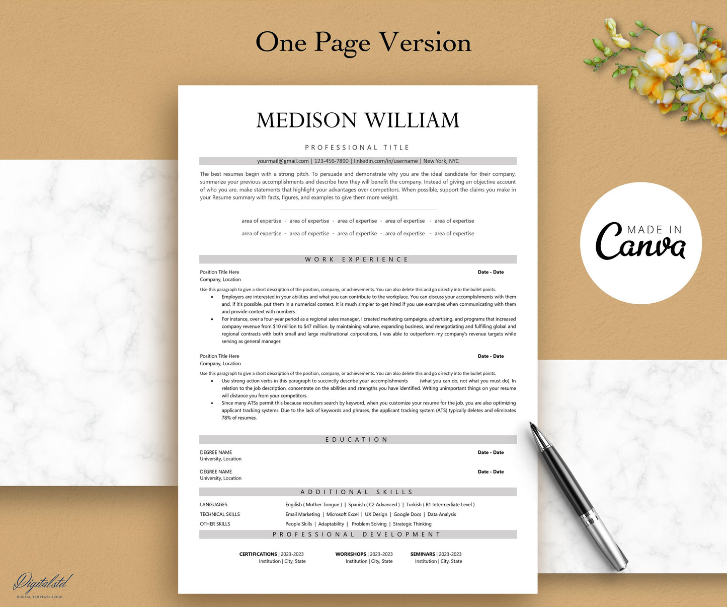 Minimalist ATS Friendly Resume Template for Mac Pages & Word, Clean Modern ATS Resume for HR Manager, Ats Friendly Recruiter, Simple Resume