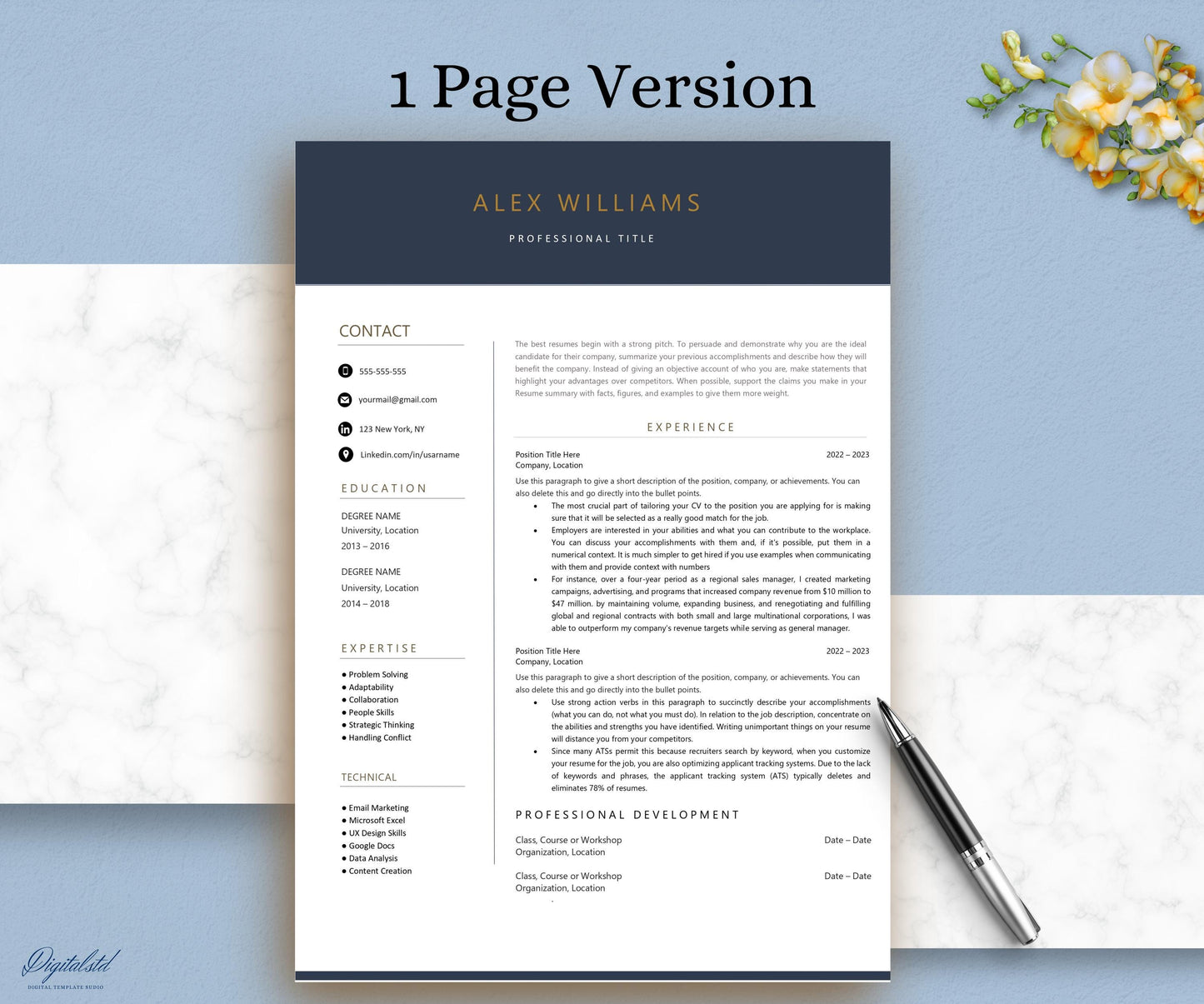 Best Professional Resume Template for Microsoft Word & Apple Pages | 1, 2, 3, 4, 5 Page Resume Templates with Cover Letter, Editable CV 2024