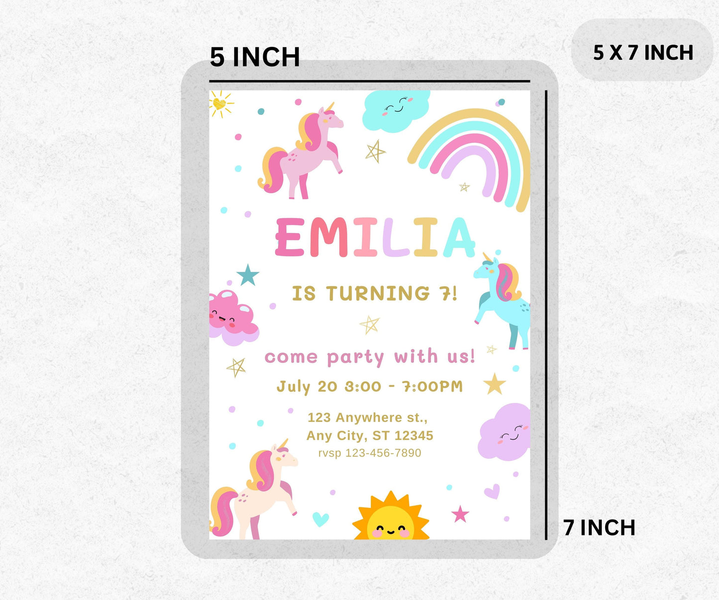 Editable Unicorn Birthday Invitation Magical Pastel Rainbow Unicorn Birthday Party Whimsical Fairytale Unicorn Party Instant Download