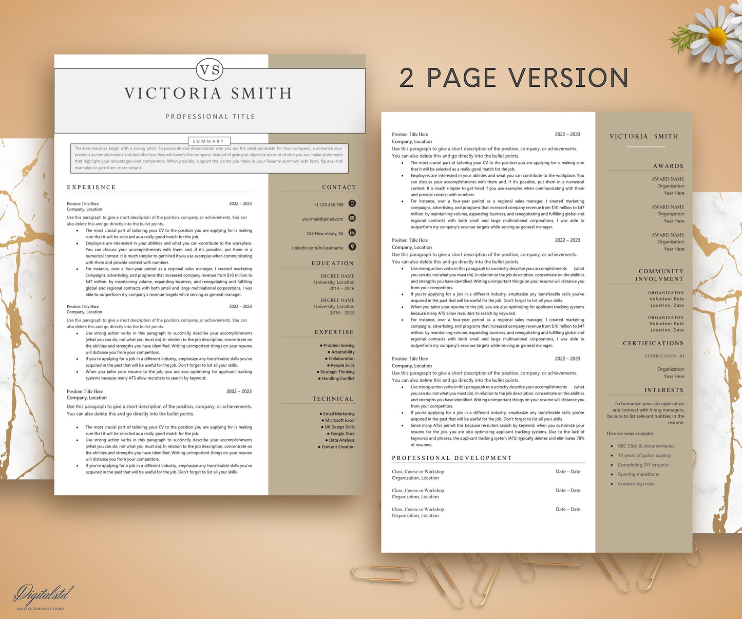 Executive Resume Template Word & Pages, 1-3 Page | Printable CV Template Professional Resume Template Modern, Editable CV Template Minimal