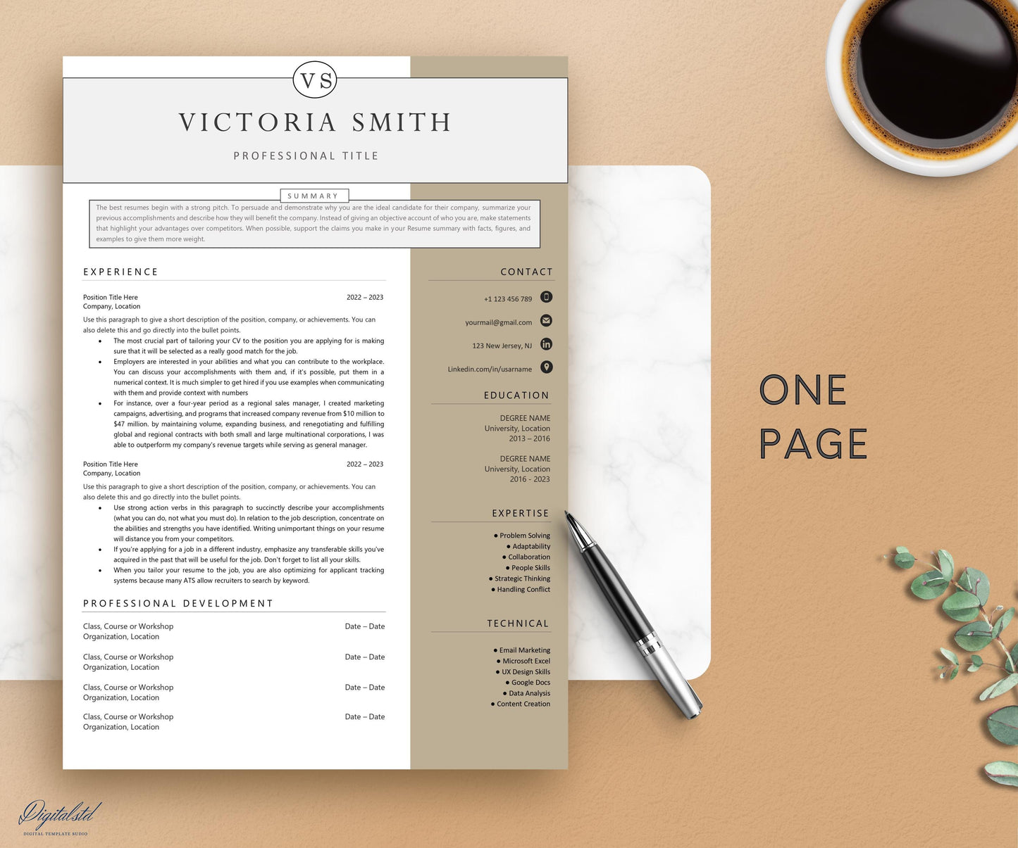 Executive Resume Template Word & Pages, 1-3 Page | Printable CV Template Professional Resume Template Modern, Editable CV Template Minimal