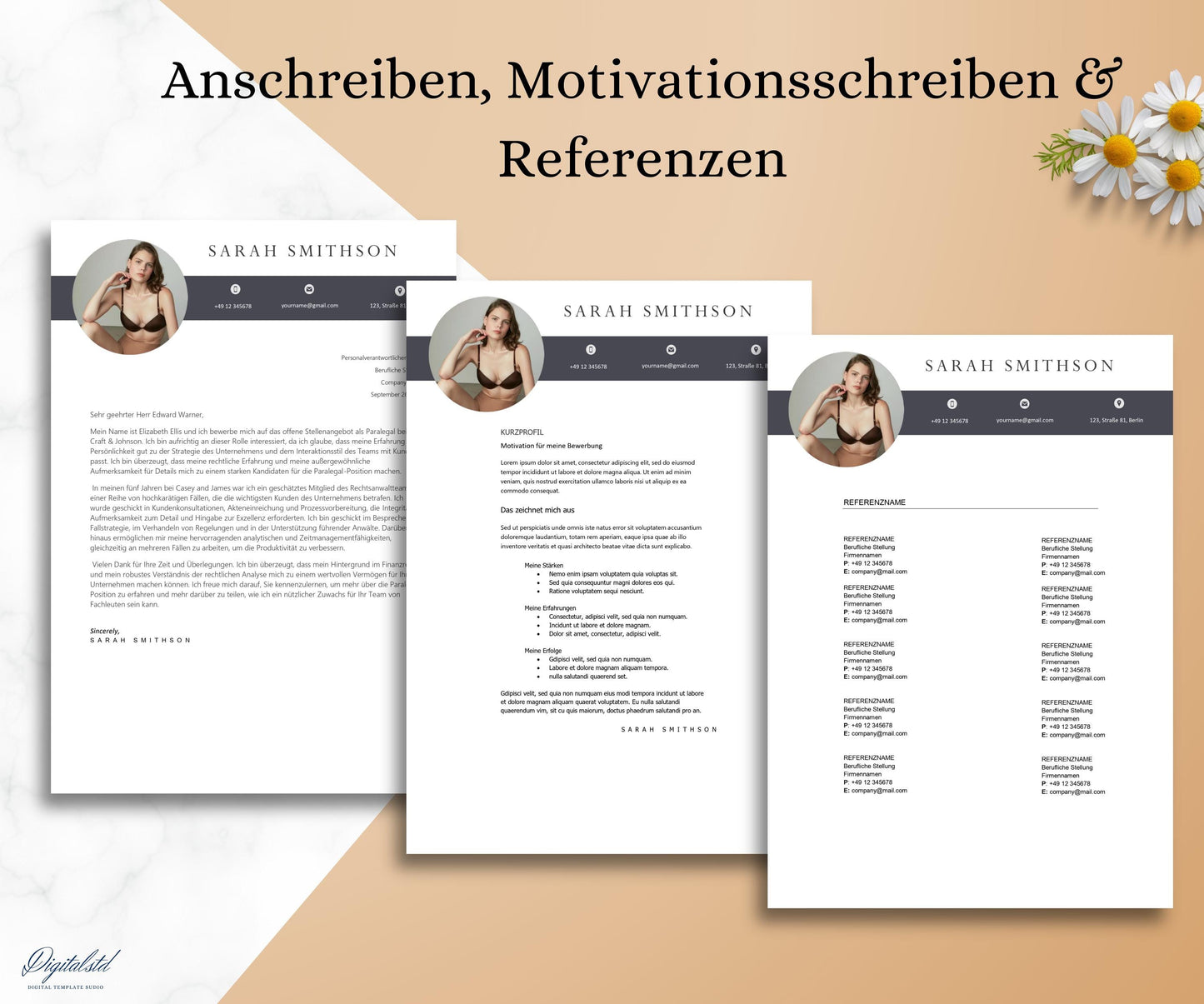 Bewerbungsvorlage, Lebenslauf Vorlage Word und Pages, Moderner Lebenslauf, Anschreiben, Anlagen, Deckblatt, Motivationsschreiben CV