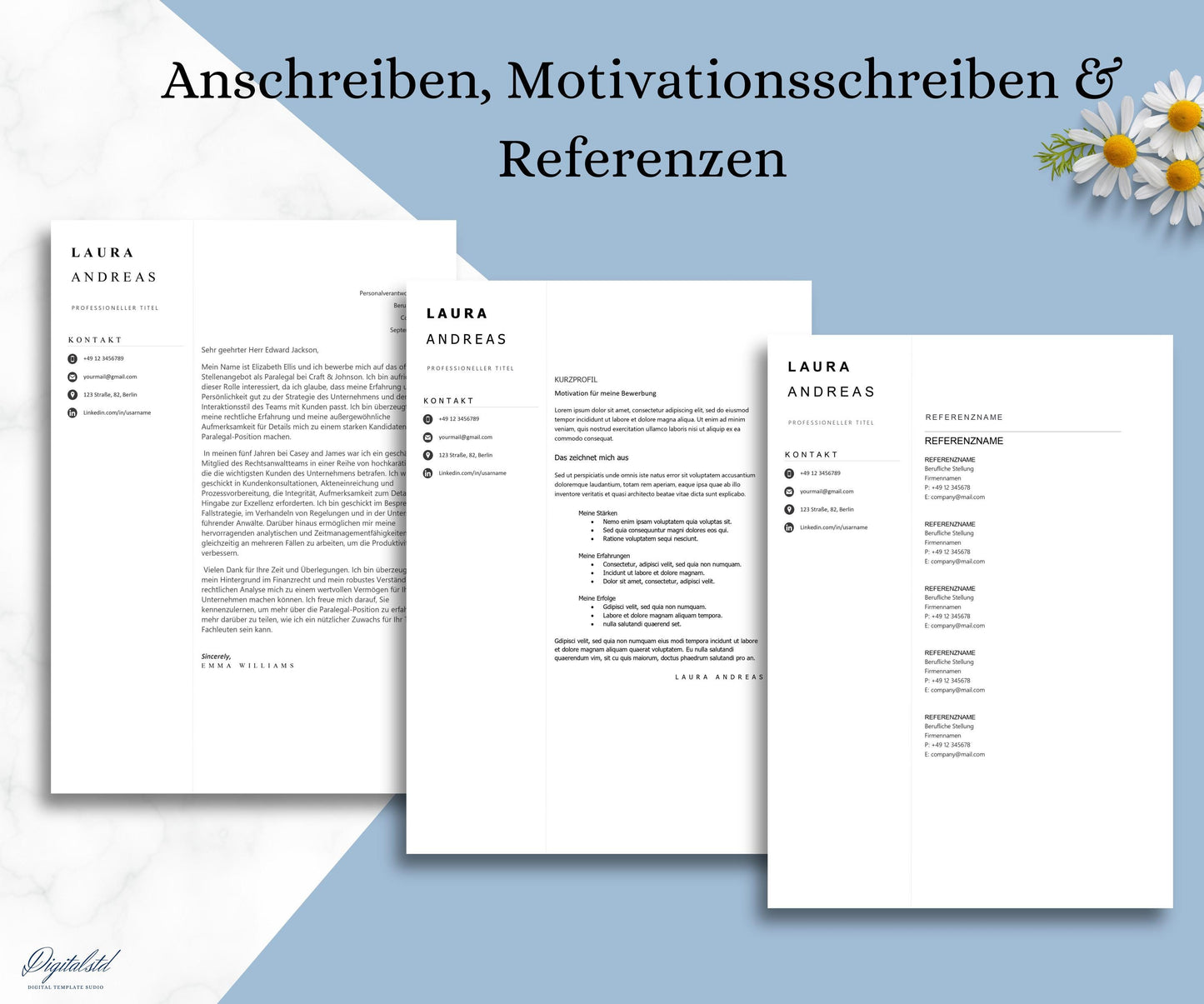 Bewerbungsvorlage Word & Pages, Deutsch, Lebenslauf Vorlage, moderner Lebenslauf, Professionelle Lebenslauf Vorlage, CV Vorlage