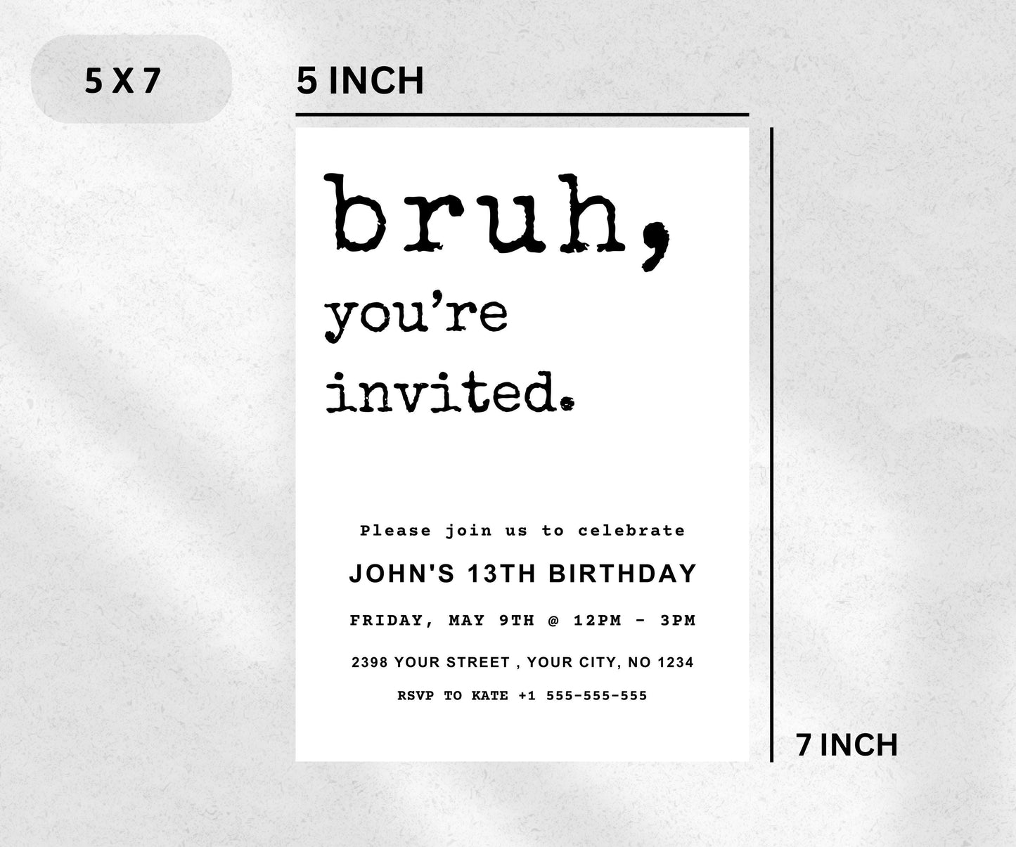 Bruh Boy Birthday Editable Invitation Template, Bro Bruh Party Printable Digital Invitation, Instant Download