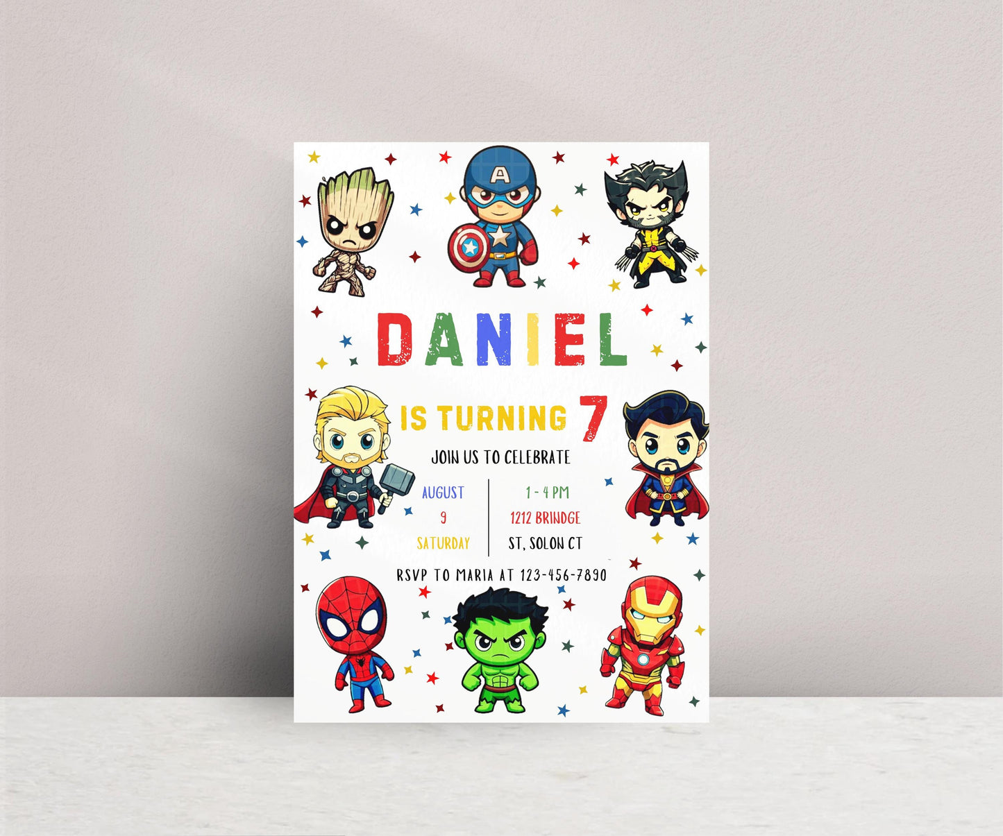 Editable Superheroes Birthday Invitation Template, Printable Birthday Party Invitation Kids Party Invite Template, Superhero Birthday Invite