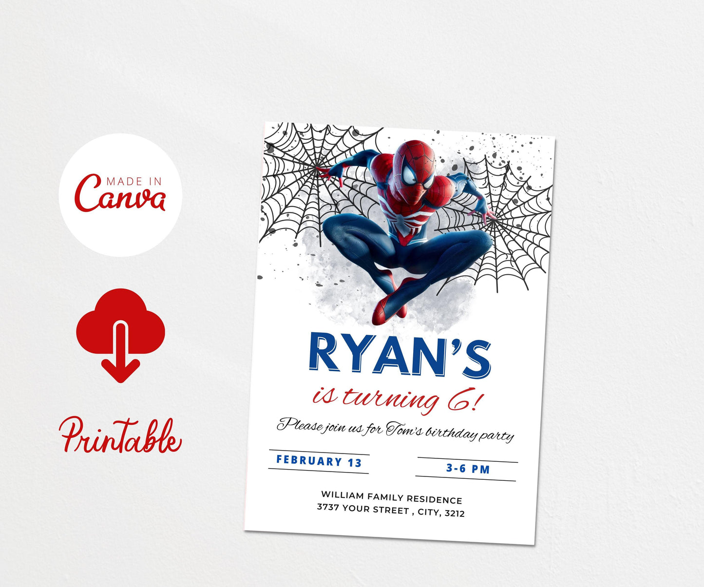 Editable Spider man Invitation Template Spiderman Mobile Invitation Spiderman Birthday Party evite Spiderman Mobile Invite Instant Download