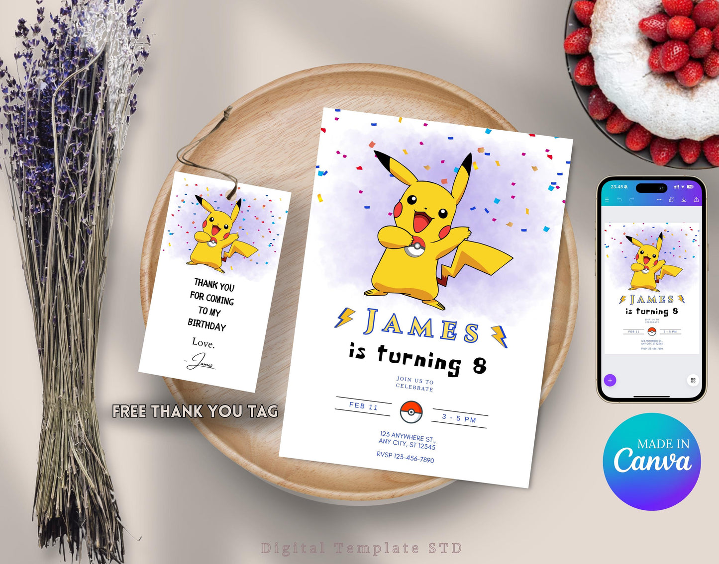 Editable Pokemon Birthday Invitation | Pokemon Pikachu Birthday Party Template | Digital Pokemone Birthday Invite