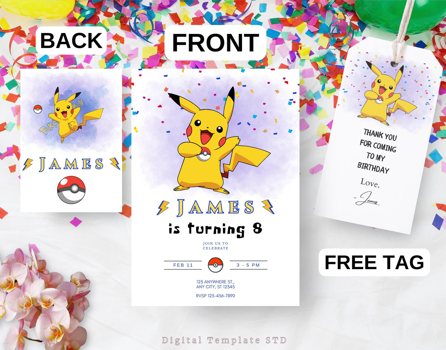 Editable Pokemon Birthday Invitation | Pokemon Pikachu Birthday Party Template | Digital Pokemone Birthday Invite