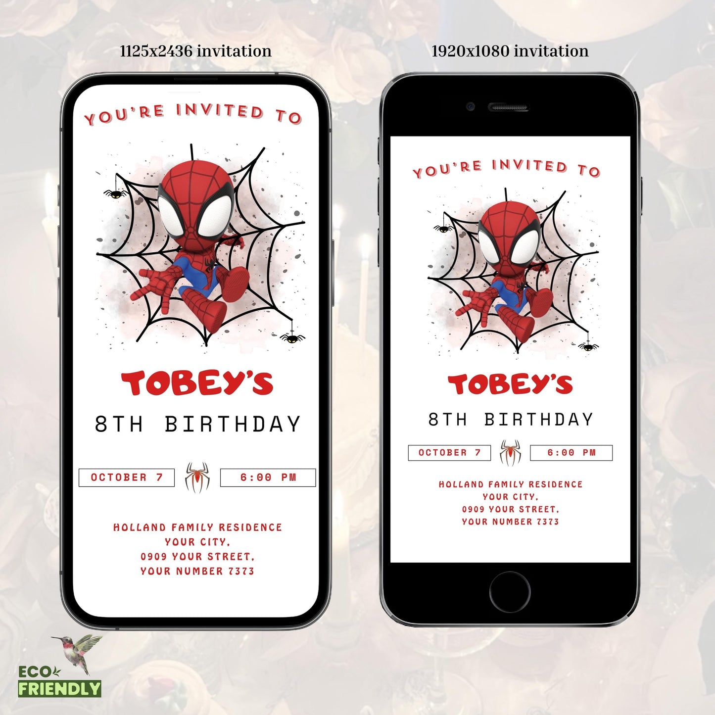 Spider man Invitation Template, Digital Kids Spidey Birthday Party Invitation, Editable Spiderman Birthday, Electronic Phone Birthday Invite