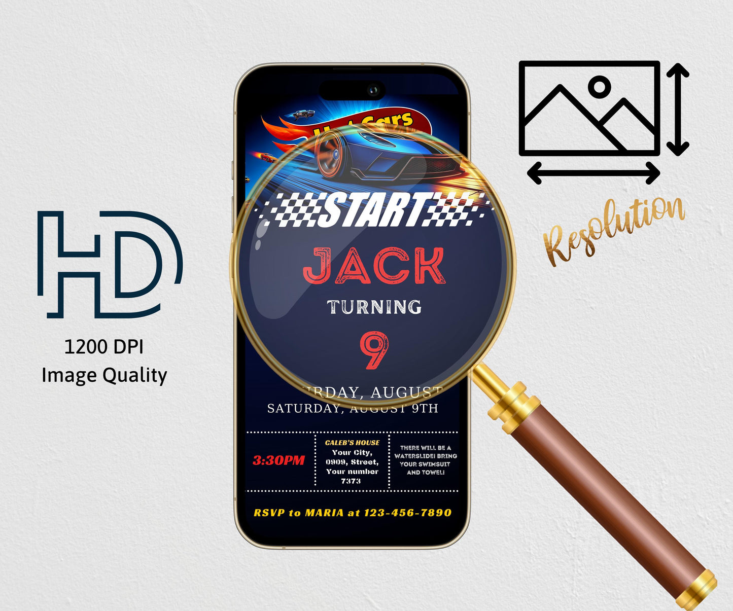 Editable Hot Cars Birthday Invitation | Racing Cars Wheels Party Invitation | Cars Digital Template Evite Text Invitation, Electronic Invite