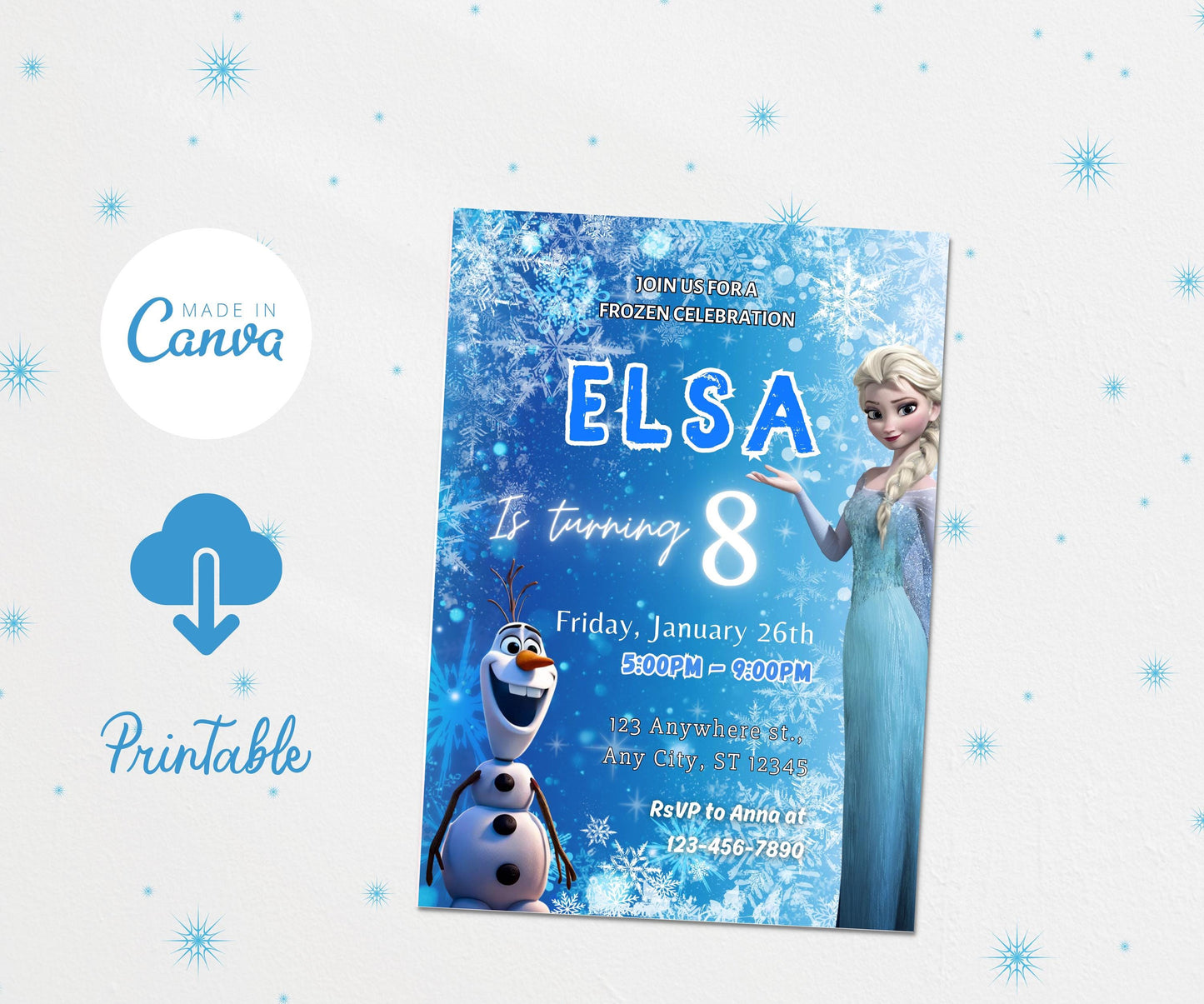 Frozen Birthday Invitation Template | EDITABLE Princess Elsa Invitation | Elsa Party Invite Girl Frozen | Elsa Frozen Girl Birthday Evite