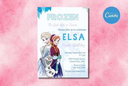 Frozen Elsa Birthday Invitation | Princess Elsa Anna Invitation | Anna Birthday Elsa Party Invite Girl Frozen | the first time in forever