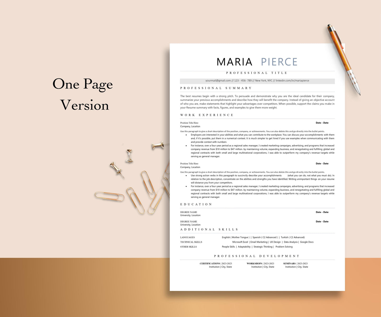 ATS Friendly Resume Template for Microsoft Word & Pages, Editable ATS Cover Letter and References, ATS Resume Template Instant Download