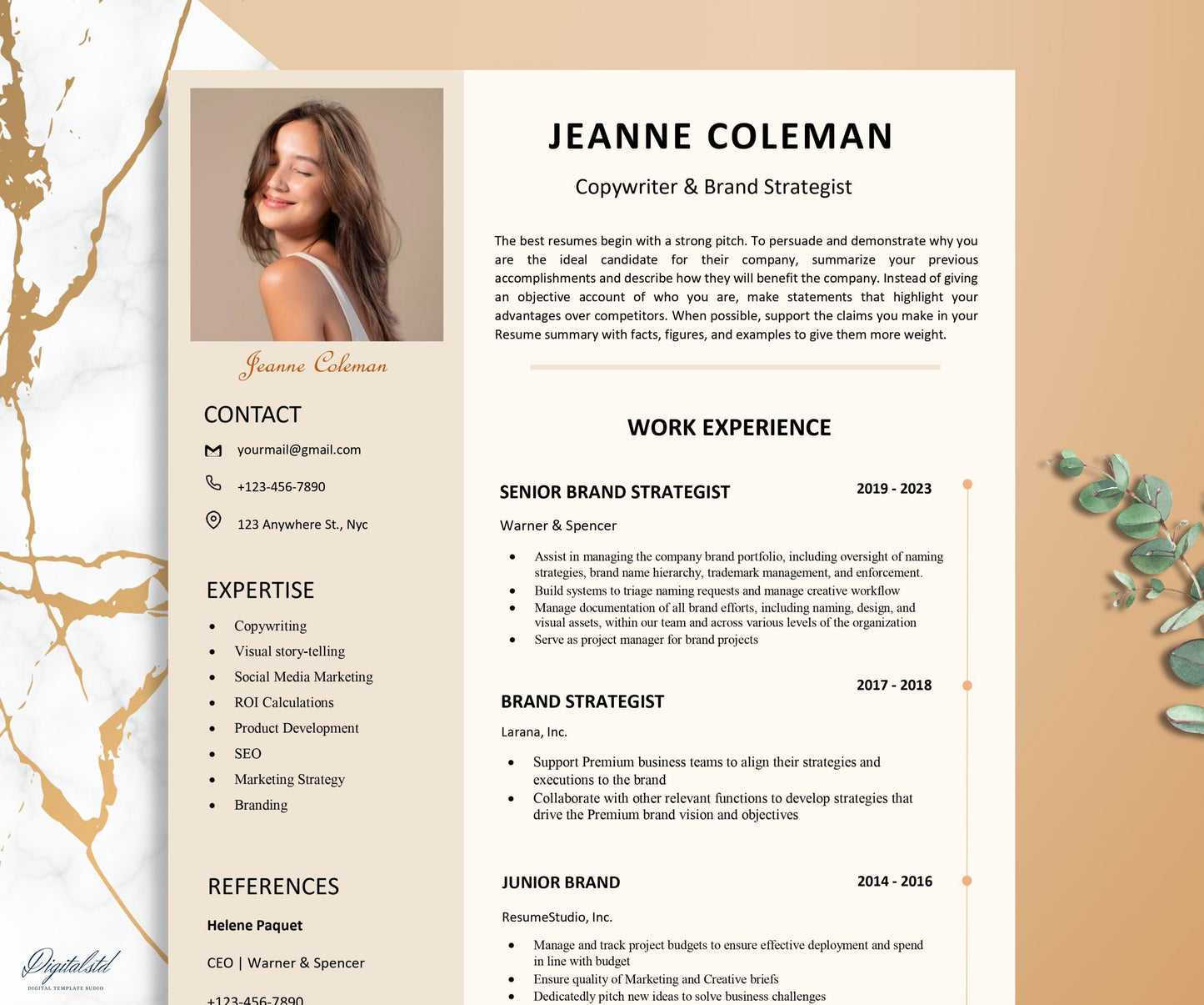 Resume Template, Modern Resume Template with Photo, Resume Template for Word and Pages, Cover Letter, Professional CV 1, 2, 3 Page Template