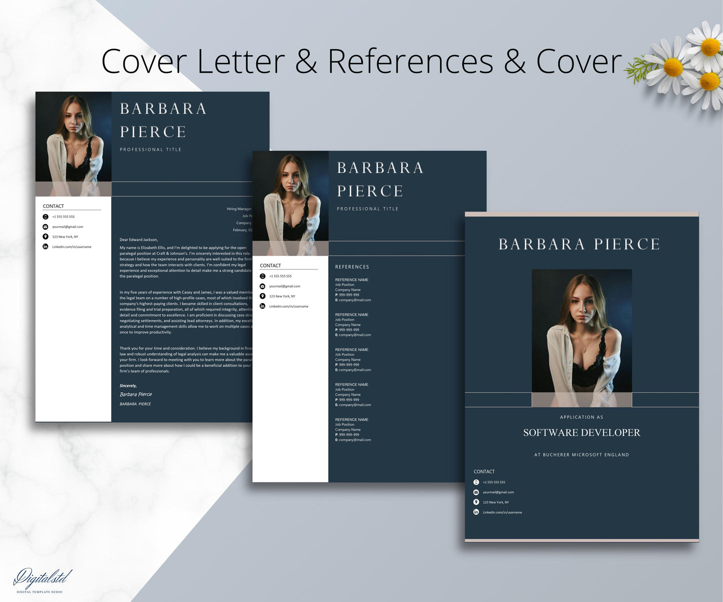 Resume Template with Photo Pages & Word 1 Page, 2 Page, and 3 | Modern Professional Resume CV Template for Executive, CEO, Sales, HR Manager