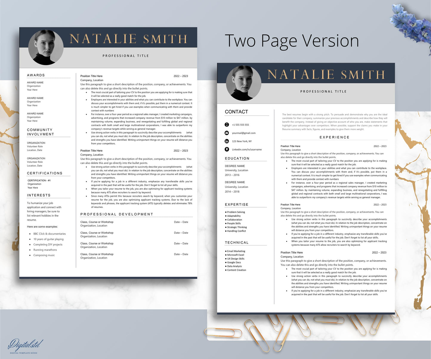 Best Professional Resume Template for Microsoft Word & Apple Pages 2024 | 1, 2, 3 Page Resume Templates with Cover Letter