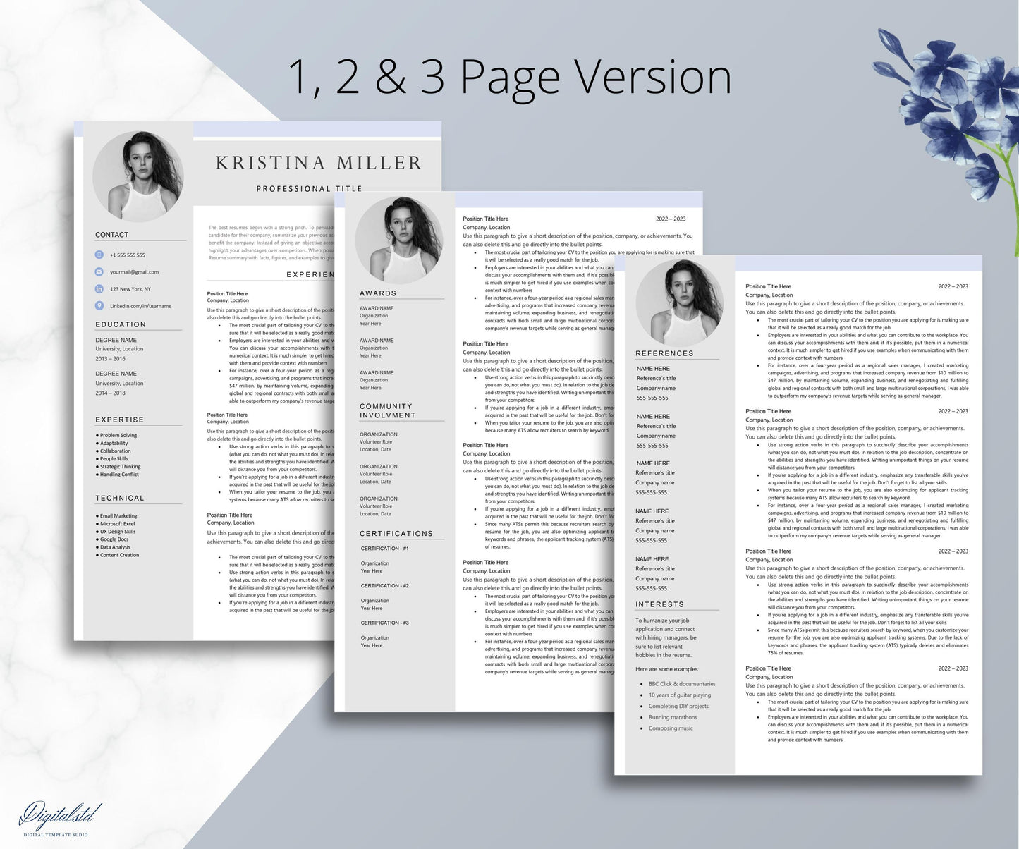 Resume Template for Microsoft Word | CV Template + Cover Letter + References for MS Word | Resume with Photo | Resume Template Word & Pages