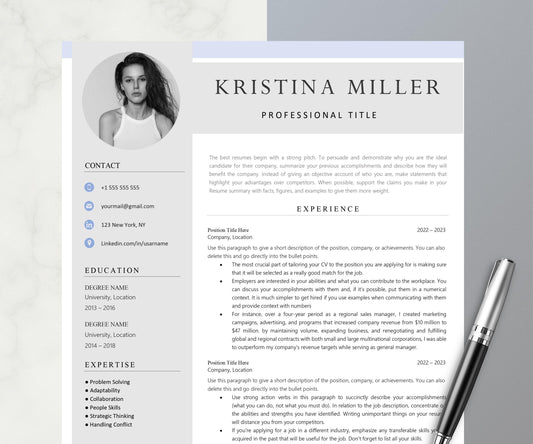 Resume Template for Microsoft Word | CV Template + Cover Letter + References for MS Word | Resume with Photo | Resume Template Word & Pages