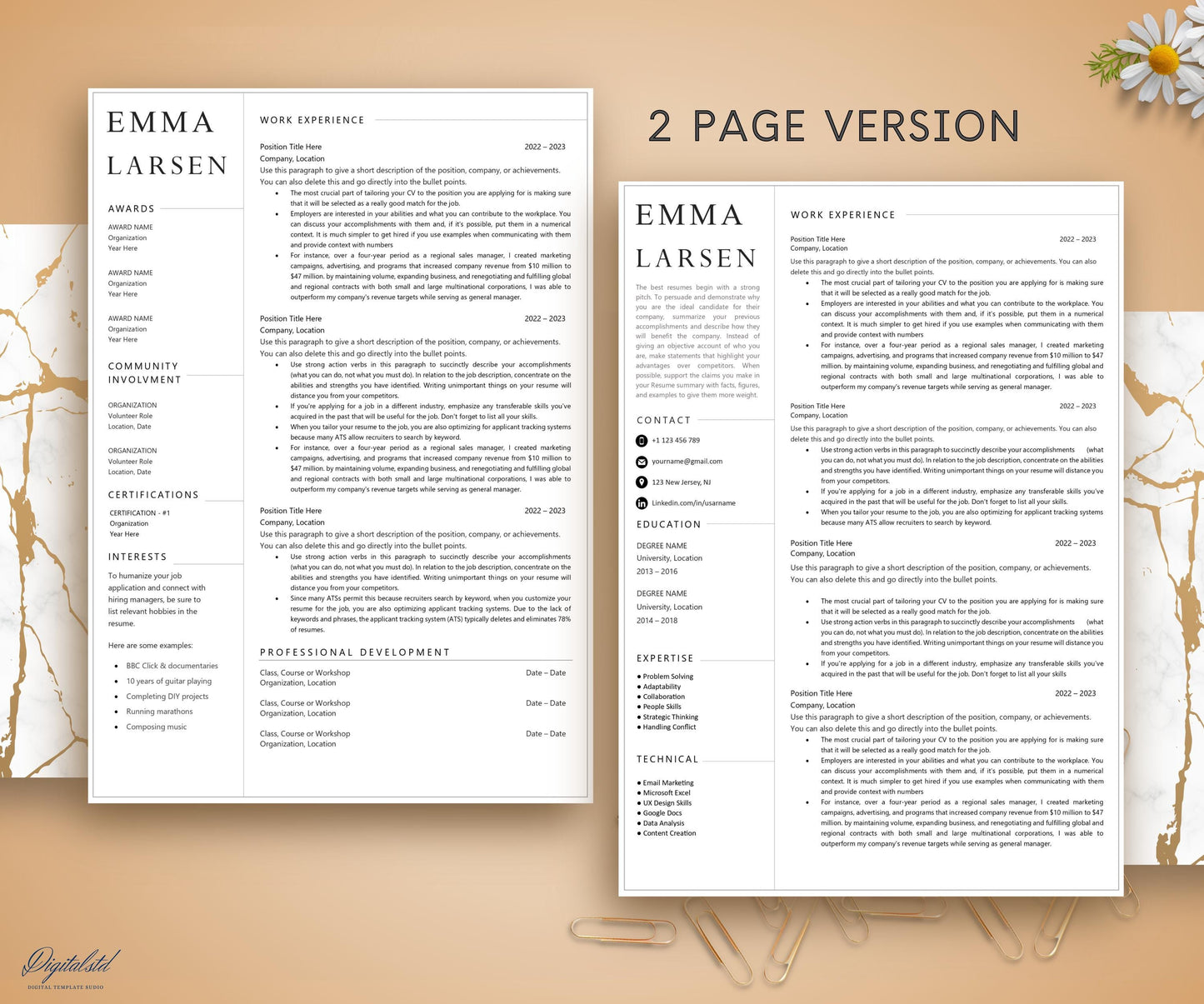 Clean Resume Template for Word & Pages, Minimalist Executive Resume, Simple Modern Smooth Template, Minimal Resume Template 2024