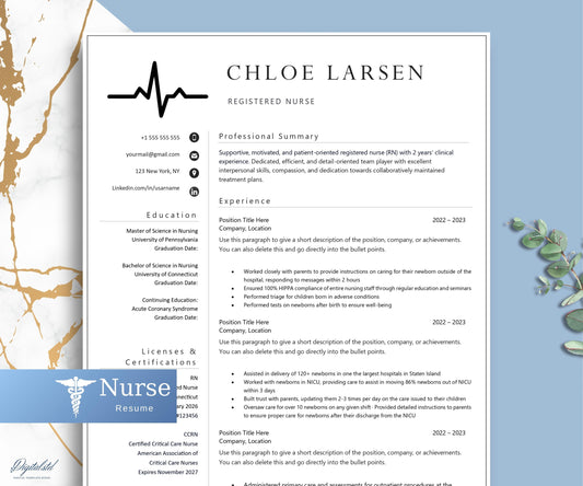 Nurse Resume Template Word, Resume Mac Pages Resume | Nursing Resume, LPN Resume, RN Resume, Medical Resume, Executive CV Template