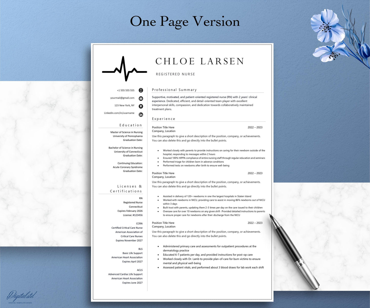 Nurse Resume Template Word, Resume Mac Pages Resume | Nursing Resume, LPN Resume, RN Resume, Medical Resume, Executive CV Template